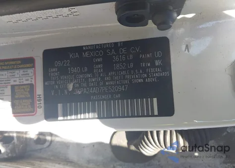 2023 Kia Rio Lx z USA, uszkodzony, nr VIN 3KPA24AD7PE520947